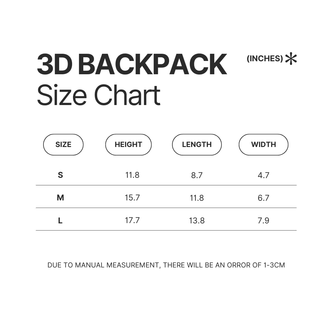3D Backpack Size Chart - Bad Bunny UK Shop