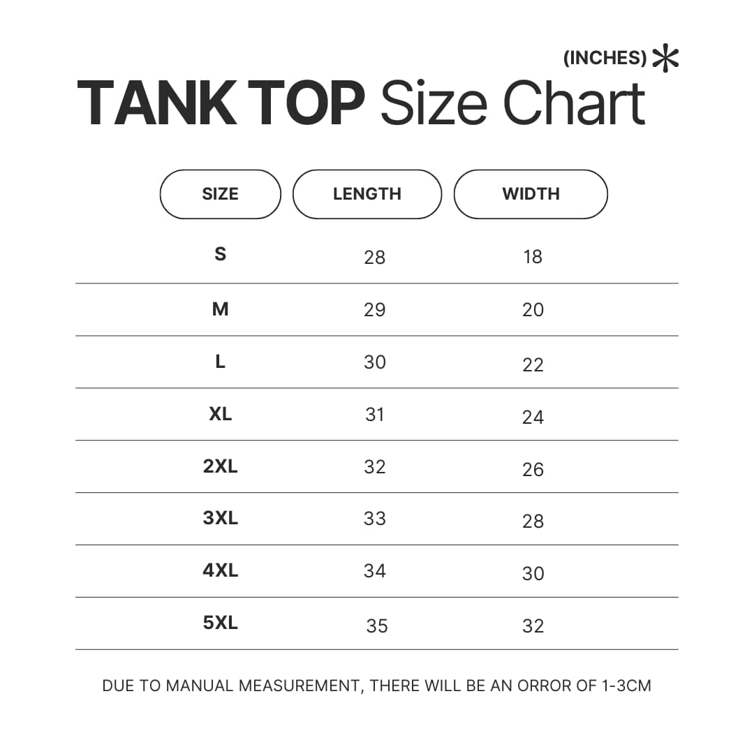 Tank Top Size Chart - Bad Bunny UK Shop
