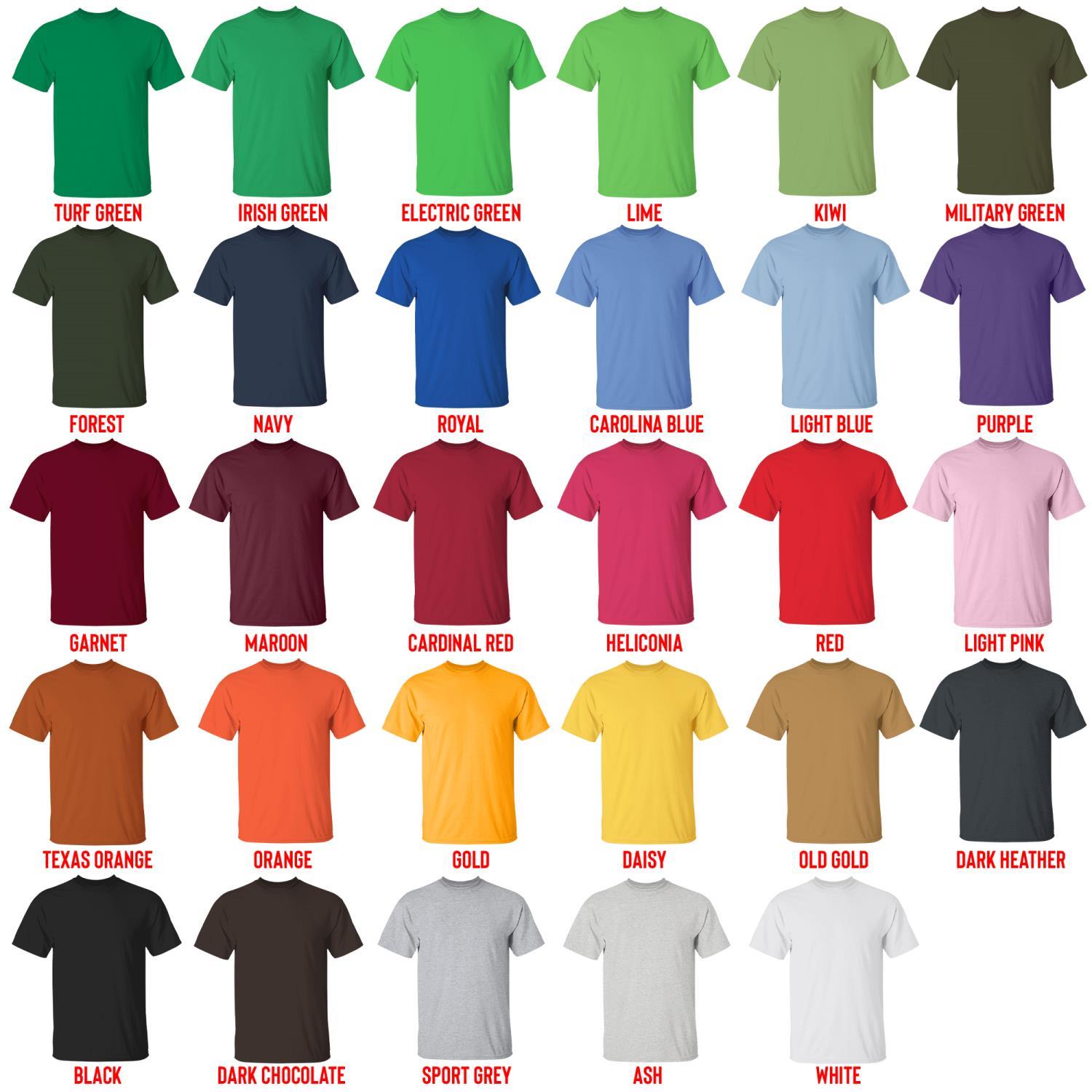 t shirt color chart - Bad Bunny UK Shop