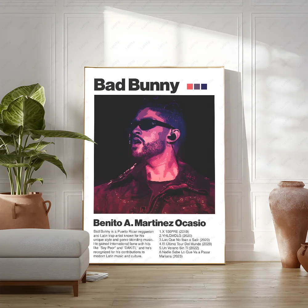 Bad Bunny Polaroid Style Wall Art
