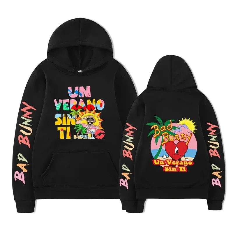 2026 Bad Bunny Hip-hop Print Fashion Loose Hoodie