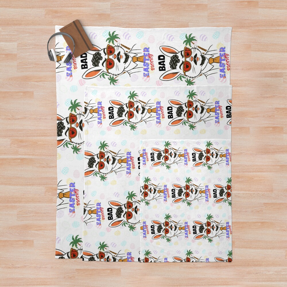 Cool Bad Easter Bunny Throw Blanket - Image 3