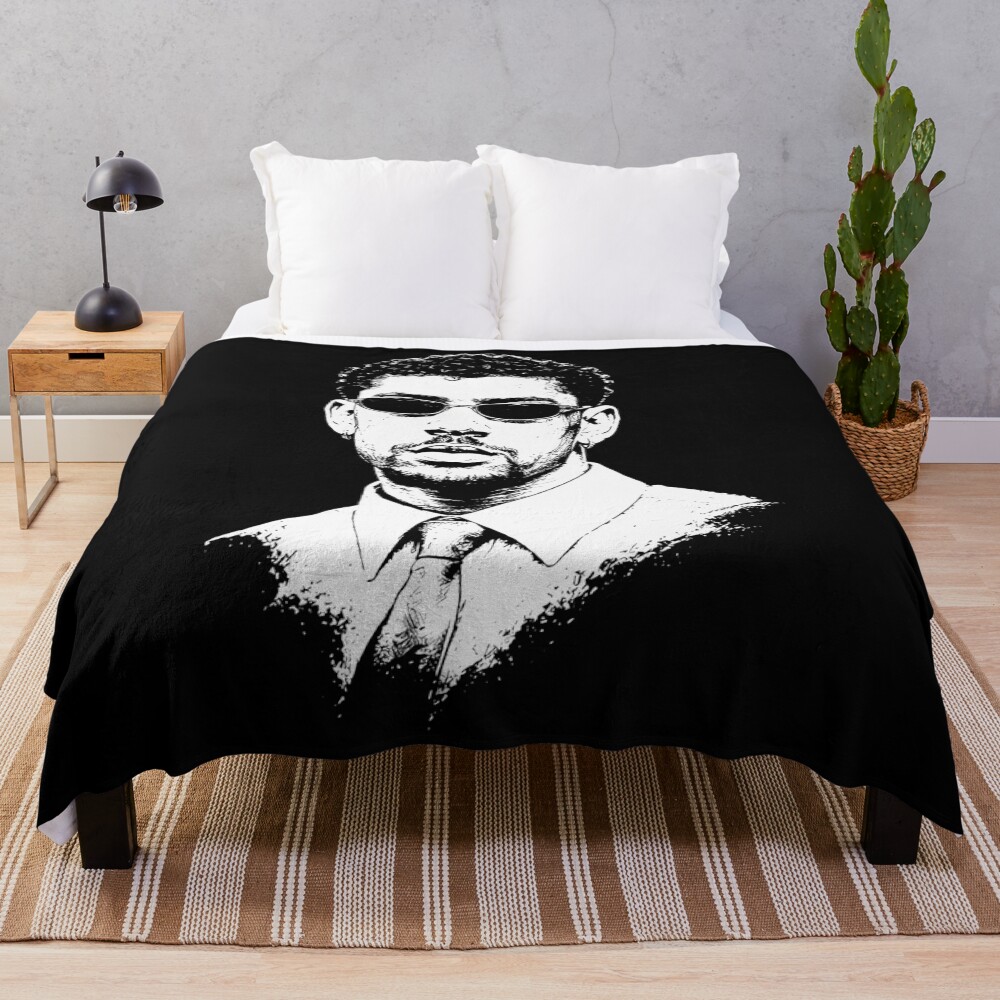 Bad Bunny Face Throw Blanket