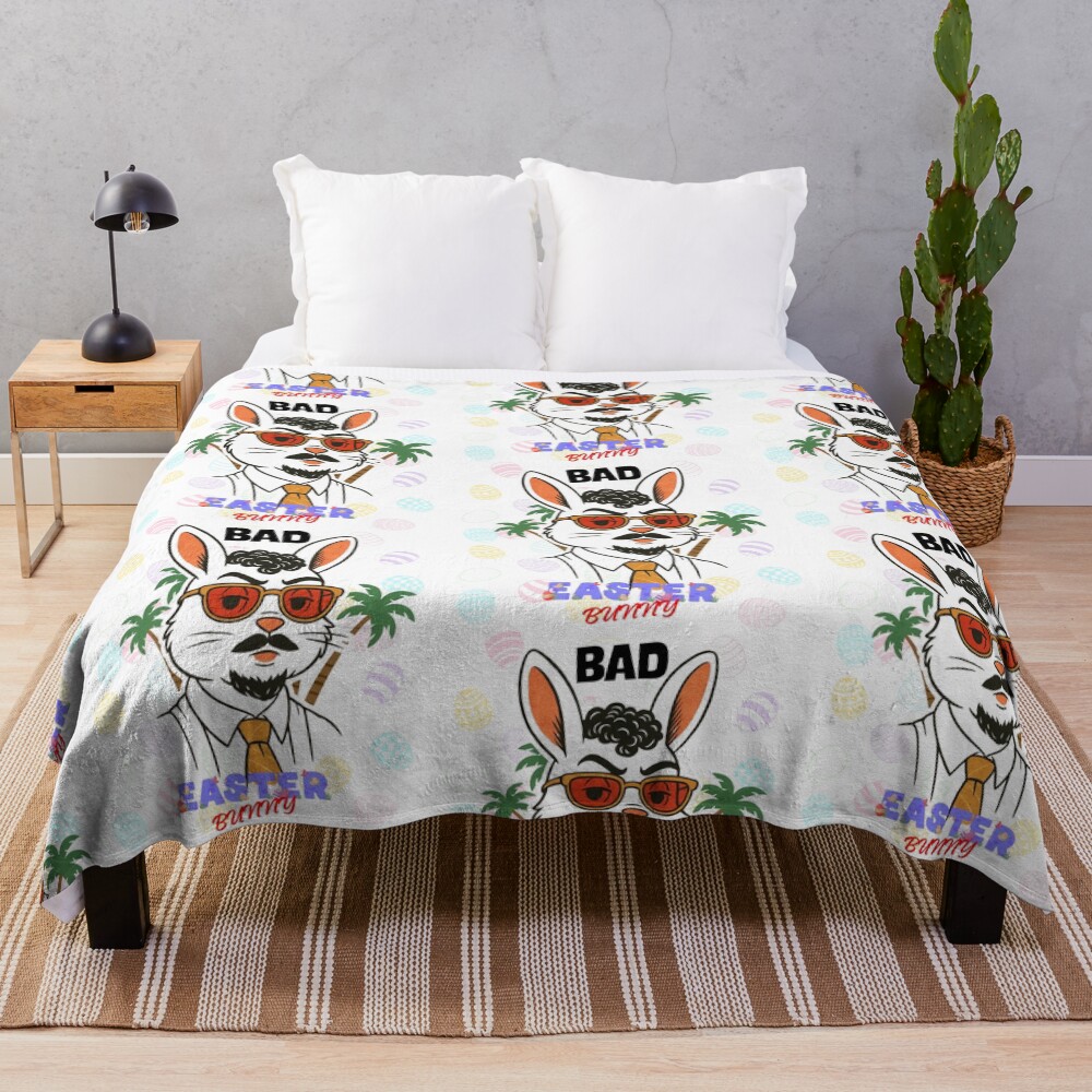 Cool Bad Easter Bunny Throw Blanket