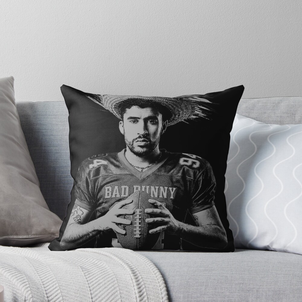 Bad Bunny Football Bunny Bowl 2026 Throw Pillow