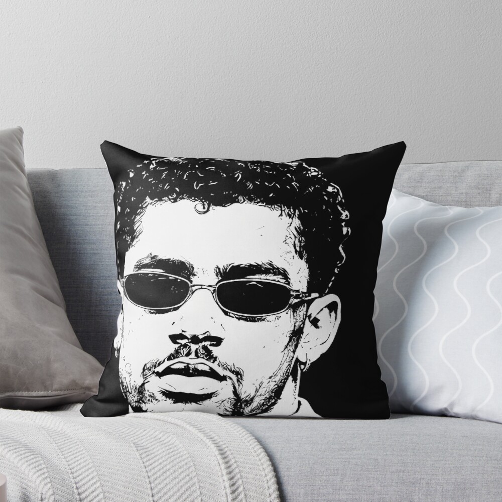 Bad Bunny Face Throw Pillow