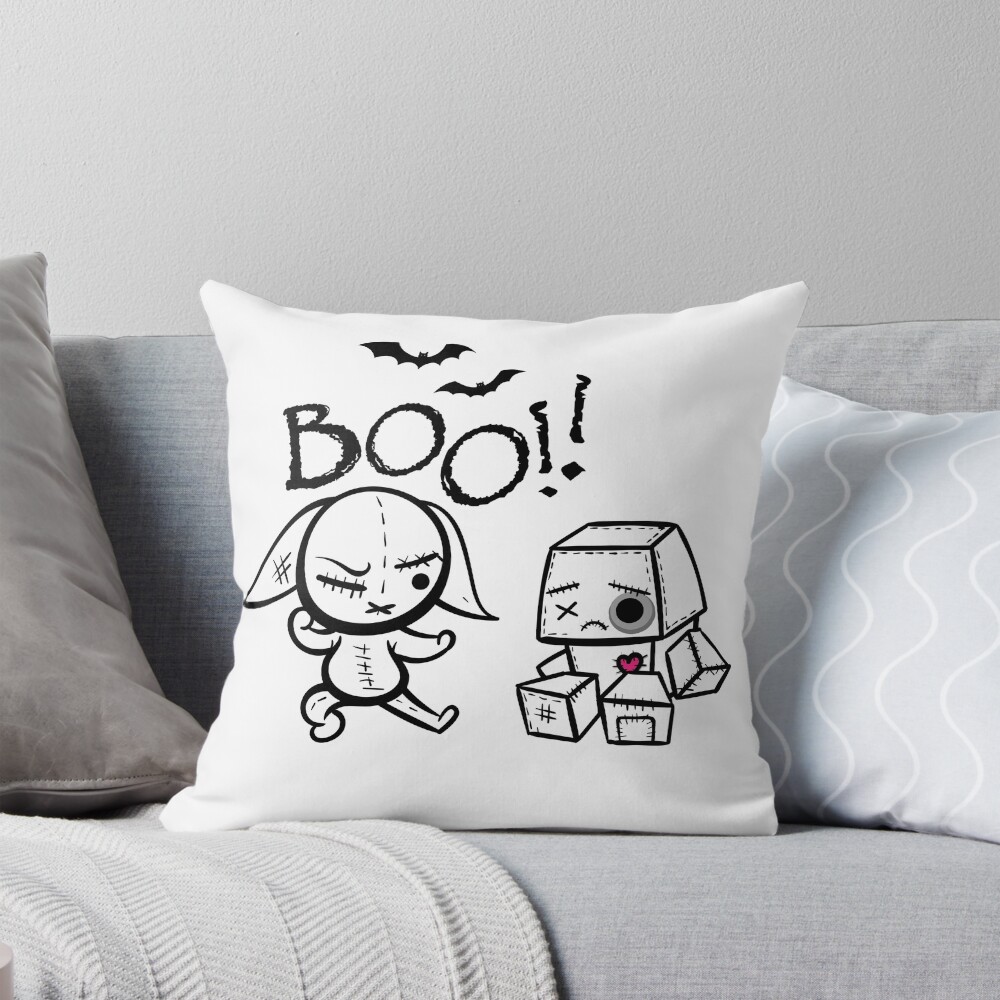 Bad Angry Bunny Halloween Throw Pillow