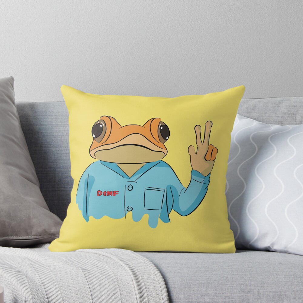 Concho Making Peace Sign Bad Bunny Throw Pillow