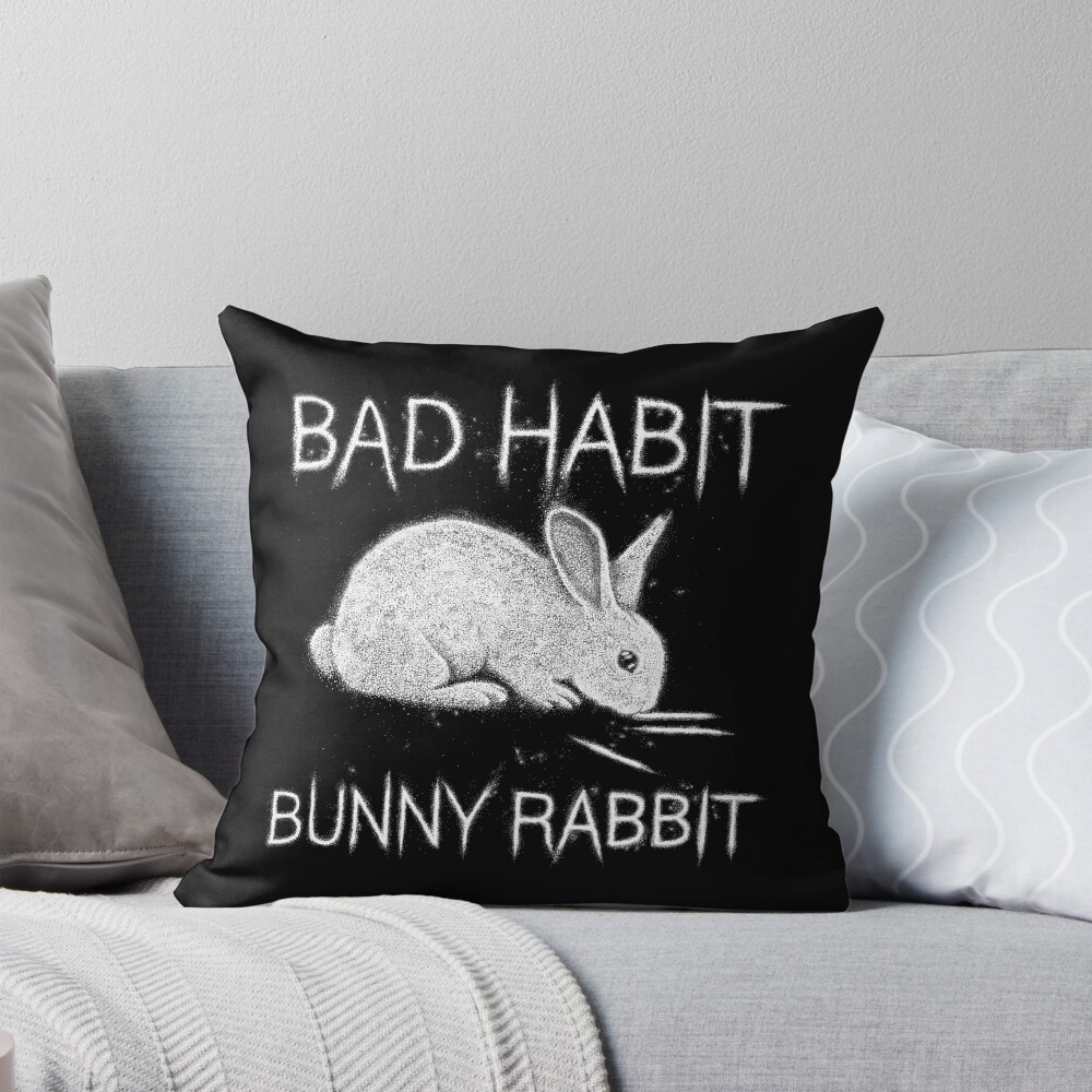 Bad Habit Bunny Rabbit Cocaine Throw Pillow