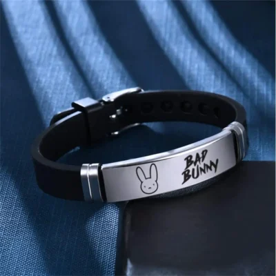 Alternative view of Puerto Rican Singer Bad Bunny Stainless Steel Bangle Bracelet
