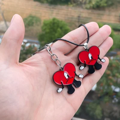 Alternative view of Cute Rabbit Bad Bunny Heart Keychain Pendant Jewelry