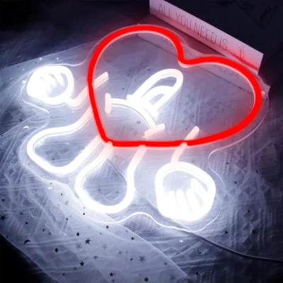 Alternative view of Cute Bad Bunny Heart Neon Sign LED Lamp